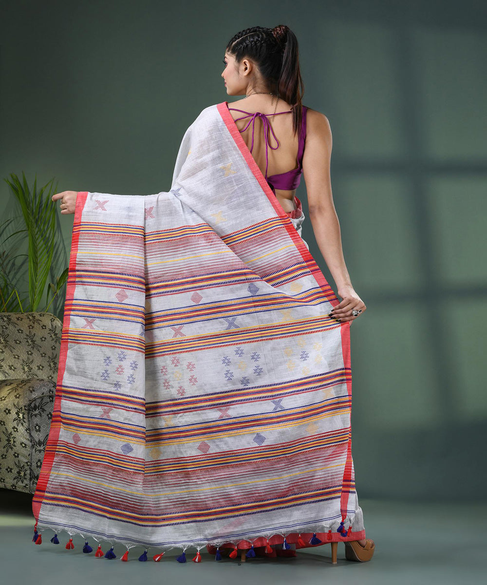 Silver handloom bengal cotton saree