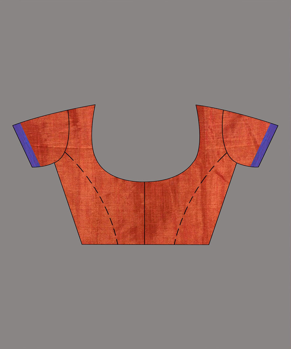 Rust handloom cotton bengal saree