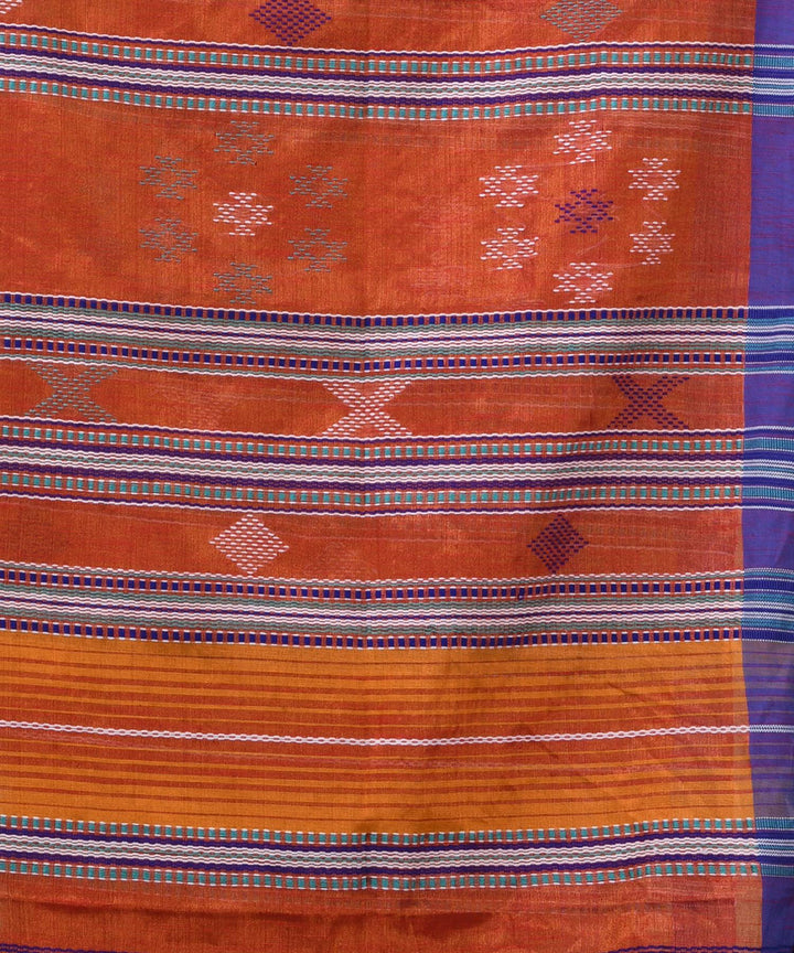Rust handloom cotton bengal saree
