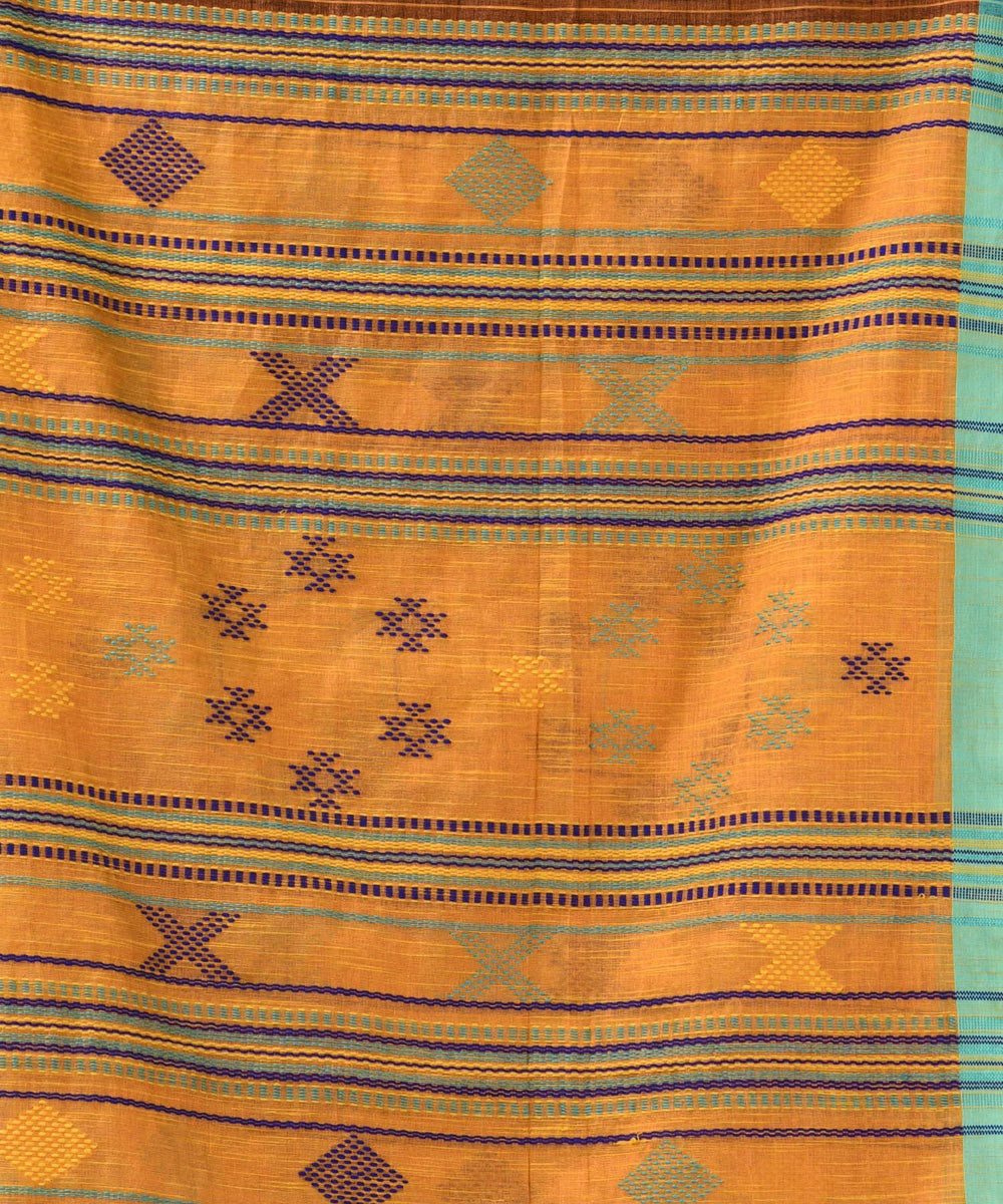 Yellow light green handloom bengal cotton saree