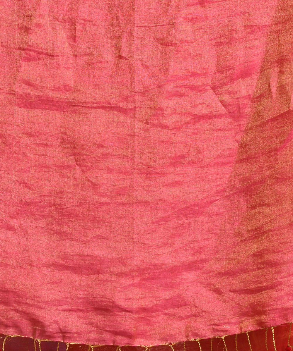 Red bengal handloom linen saree
