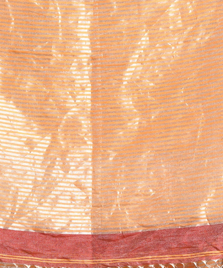 Maroon bengal handloom linen saree