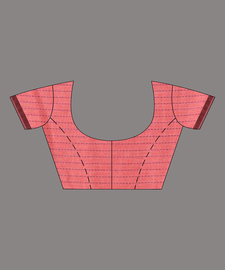 Flamingo pink handloom bengal cotton saree