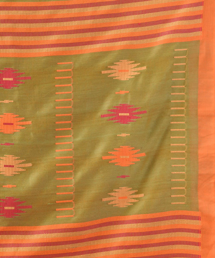 Fern orange handloom bengal cotton saree