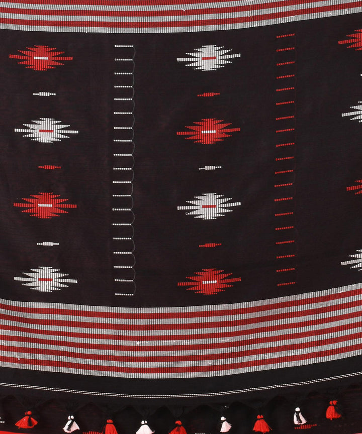 Black red bengal cotton handloom saree