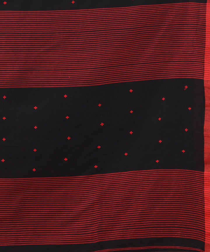 Black red cotton handloom bengal saree