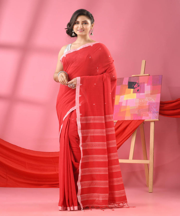 Red handwoven bengal cotton saree