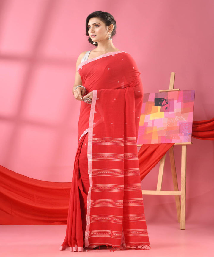 Red handwoven bengal cotton saree