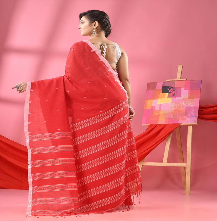 Red handwoven bengal cotton saree