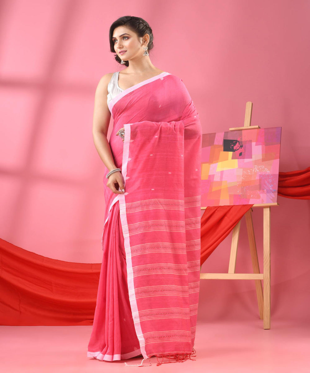 Light pink handloom bengal cotton saree