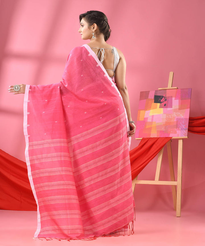 Light pink handloom bengal cotton saree