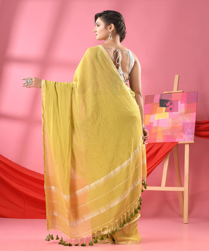 Lemon handloom bengal cotton saree