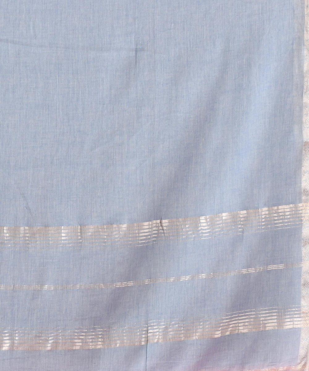 Sky blue handloom bengal cotton saree