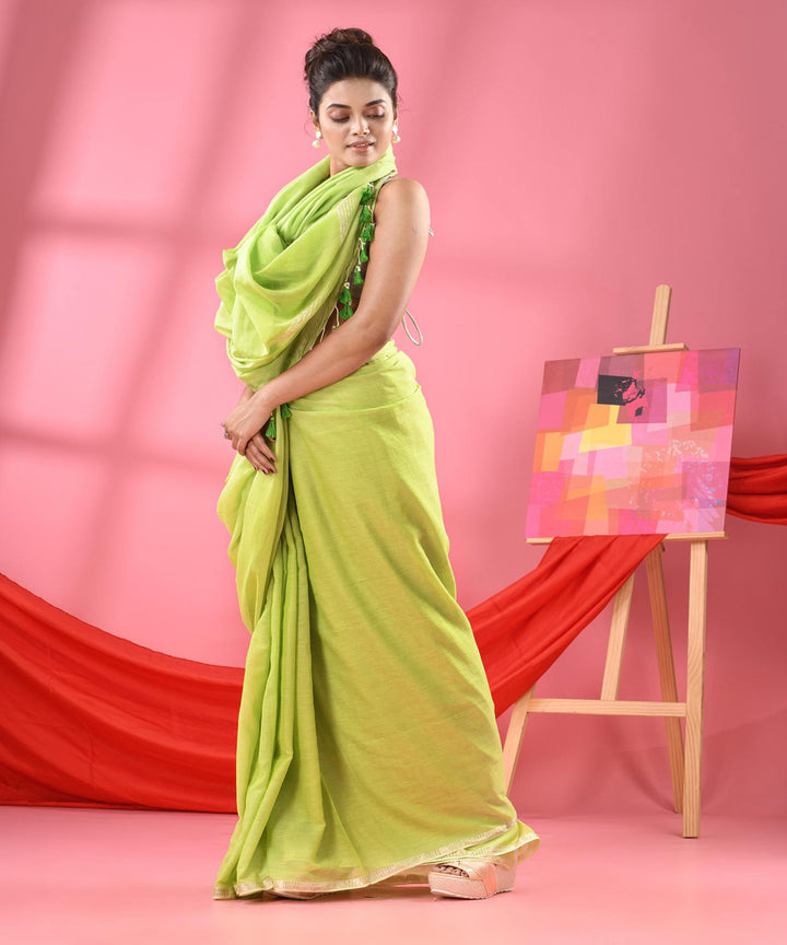 Pastel green handloom bengal cotton saree