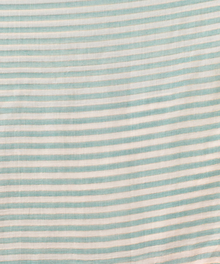 Turquoise white handloom bengal cotton saree