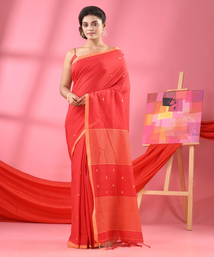 Red buti handloom bengal cotton saree