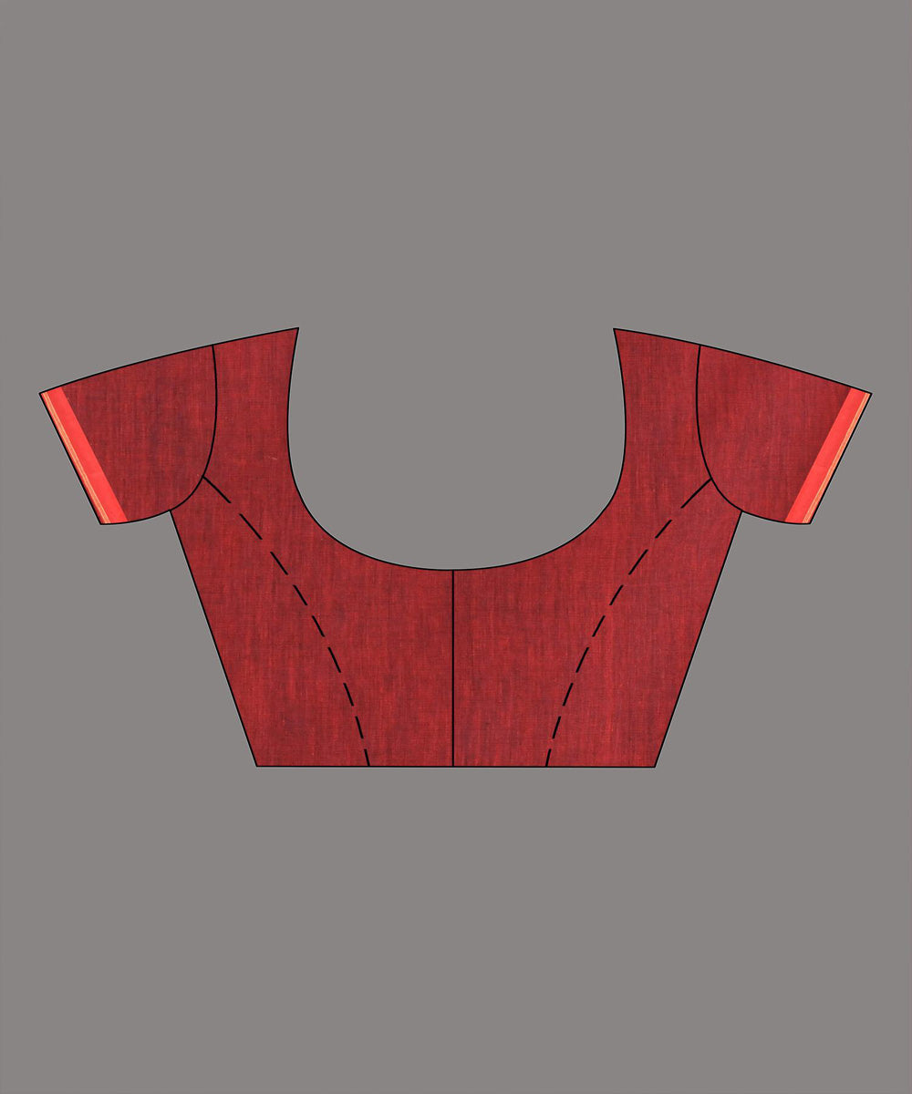 Turquoise red handloom bengal cotton saree