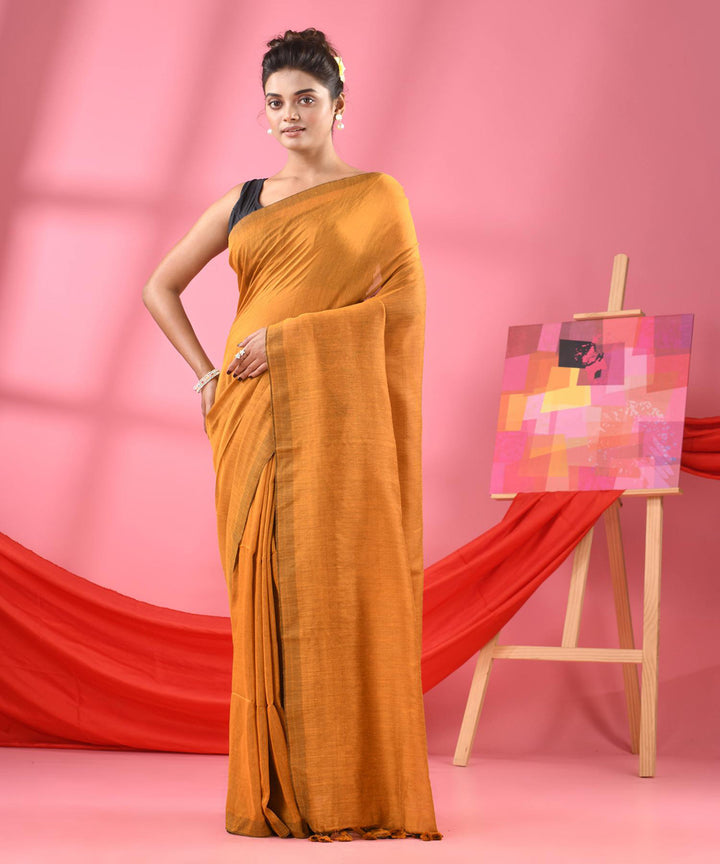 Mango yellow handloom bengal cotton saree