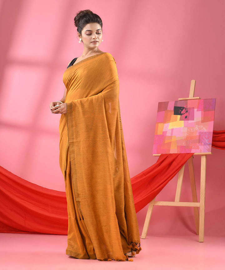 Mango yellow handloom bengal cotton saree