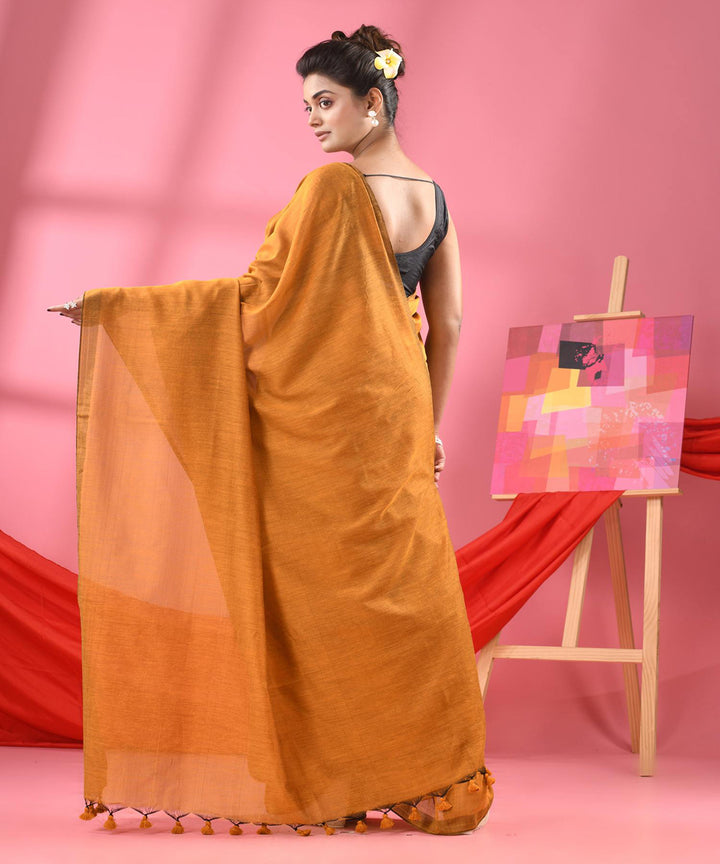 Mango yellow handloom bengal cotton saree
