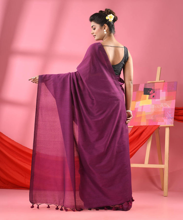 Purple handloom bengal cotton saree