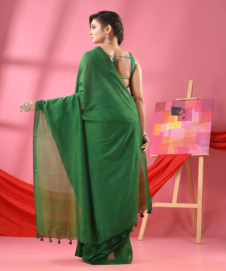Leaf green handloom bengal cotton saree