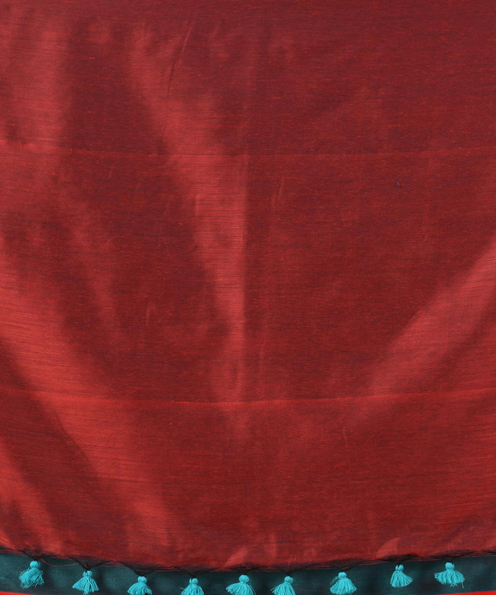 Teal maroon handloom bengal cotton saree