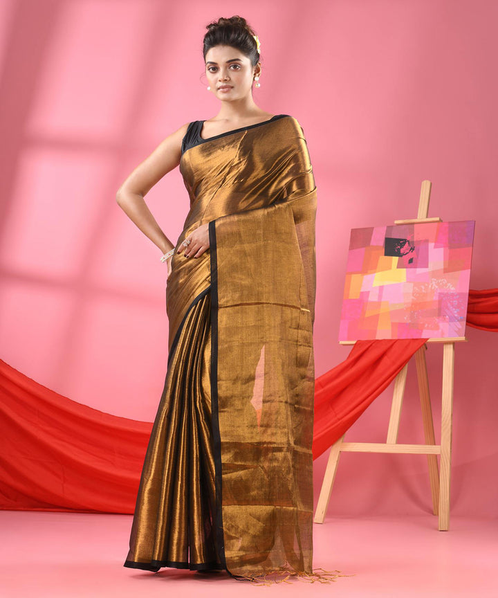 Copper handloom cotton bengal saree