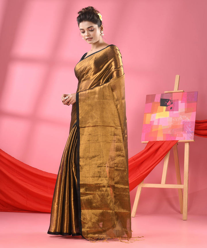 Copper handloom cotton bengal saree