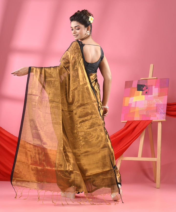 Copper handloom cotton bengal saree