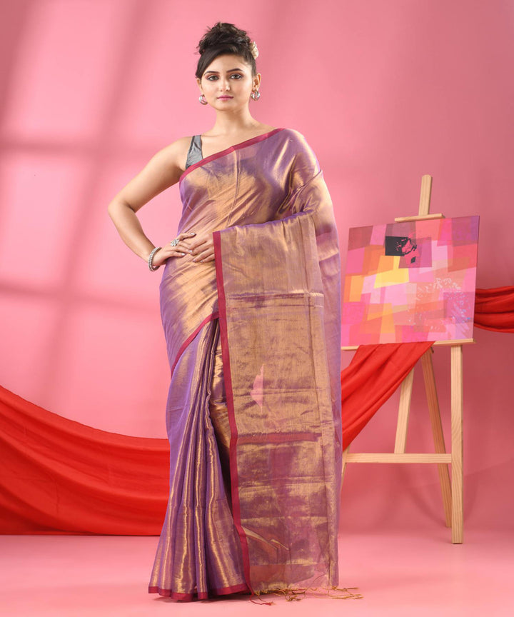 Violet handloom bengal cotton saree