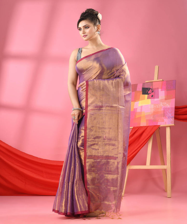 Violet handloom bengal cotton saree