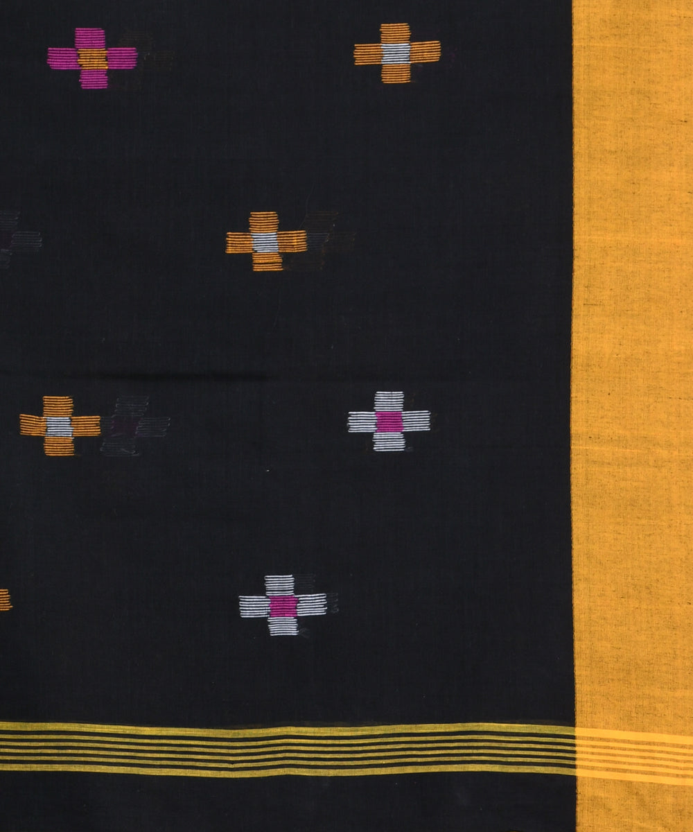 Black pink handloom cotton bengal saree