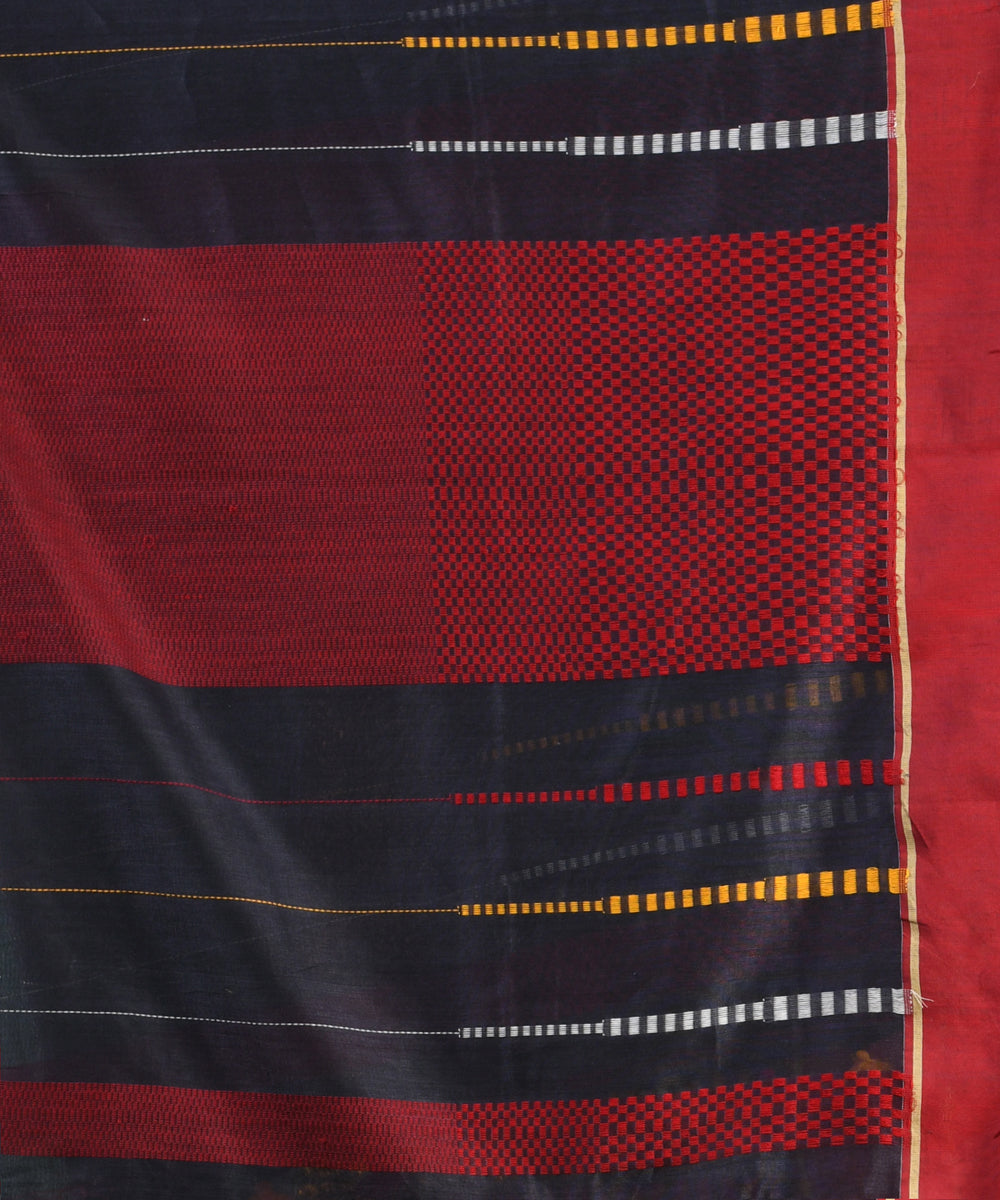 Silet grey red cotton handloom bengal saree