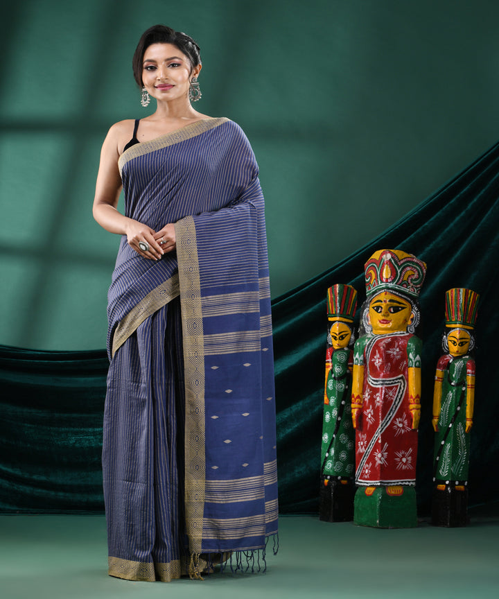 Navy blue cotton handloom bengal saree