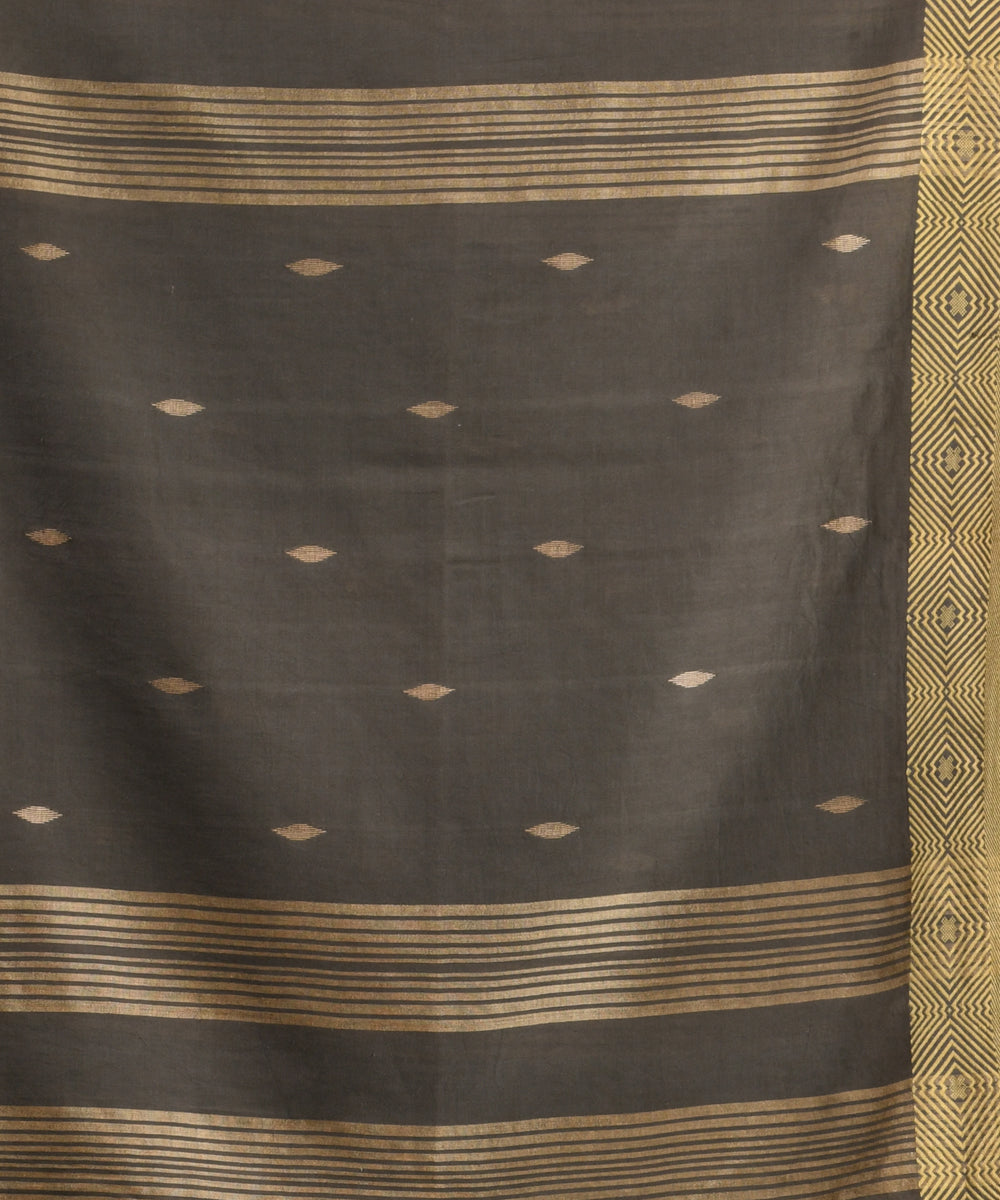 Grey olive handloom cotton bengal saree