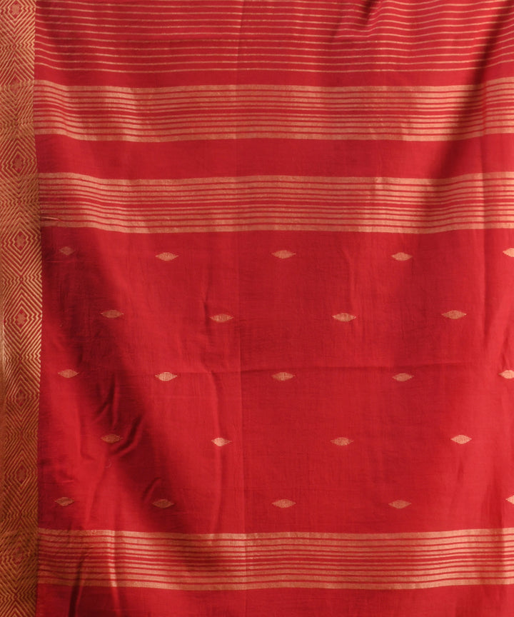 Red brown handloom cotton bengal saree