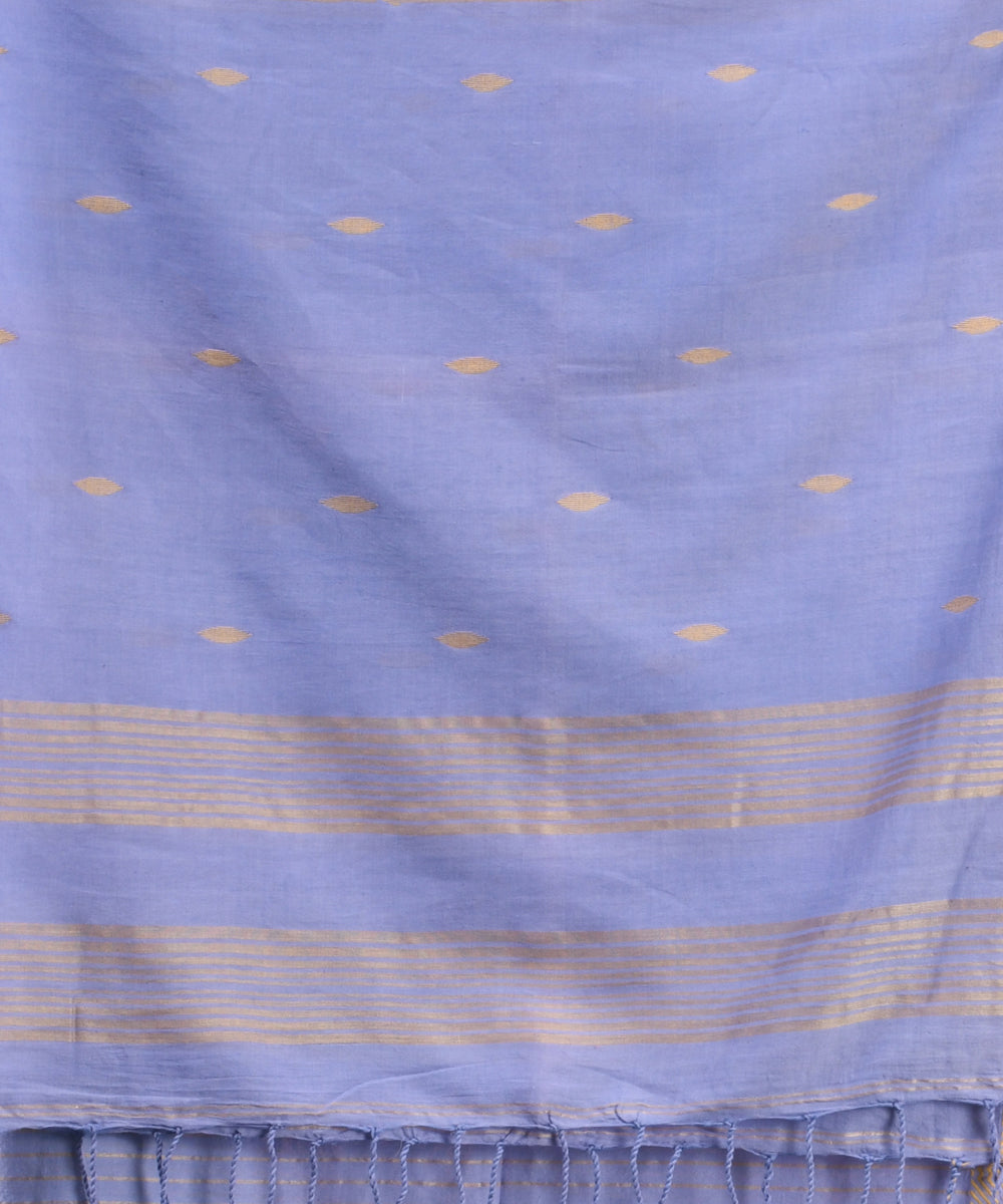 Sky blue cream handloom cotton bengal saree