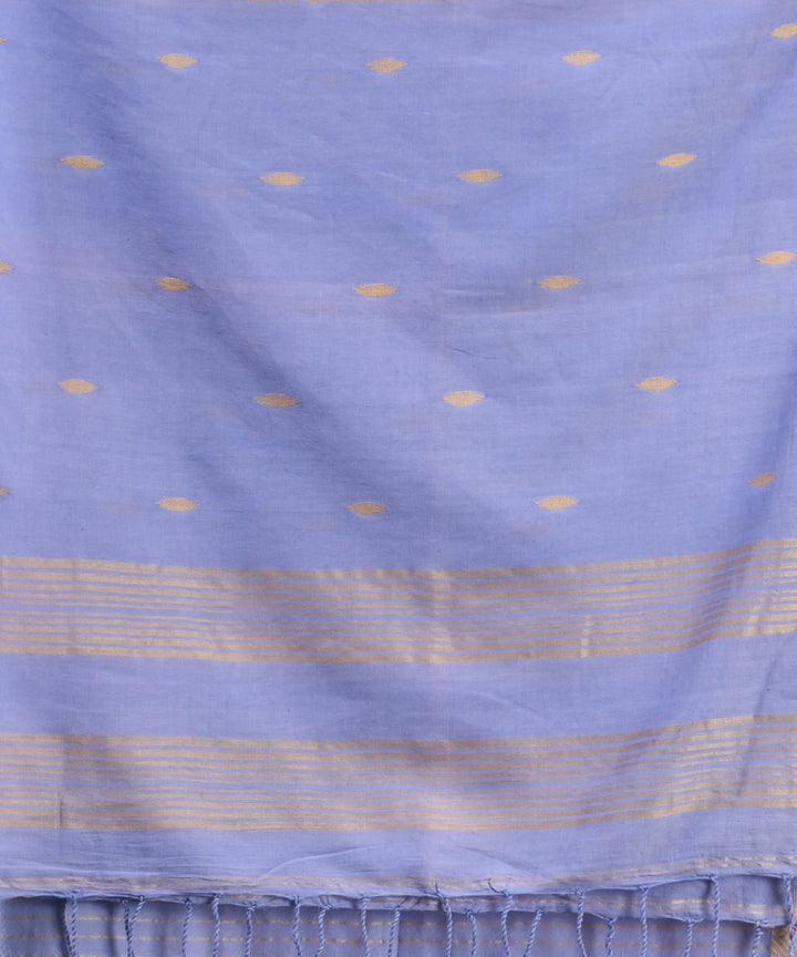 Sky blue cream handloom cotton bengal saree