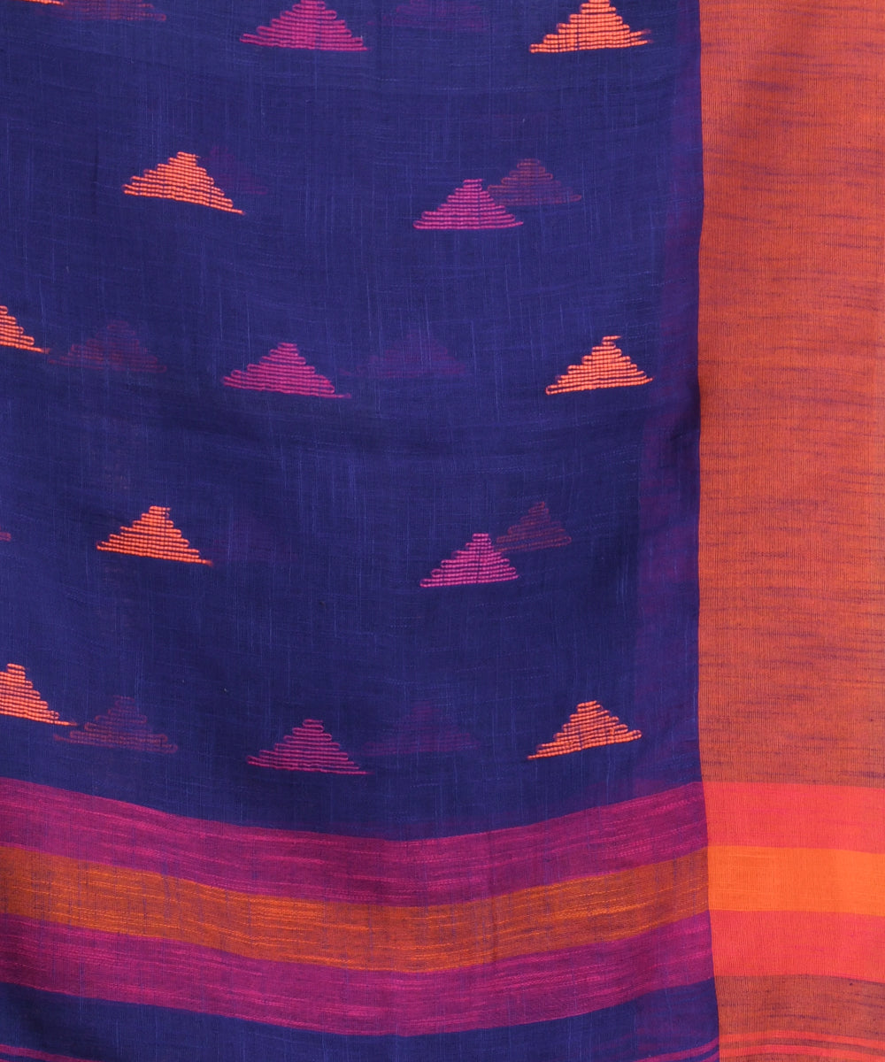 Blue red bengal handloom cotton saree