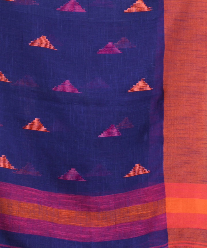 Blue red bengal handloom cotton saree