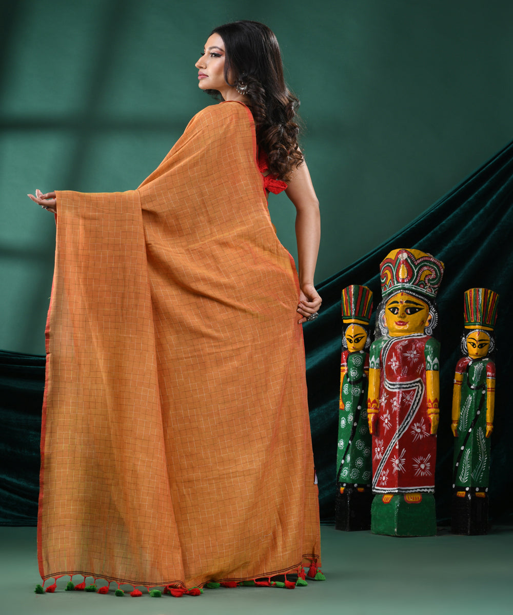 Lemon yellow  handloom cotton bengal saree