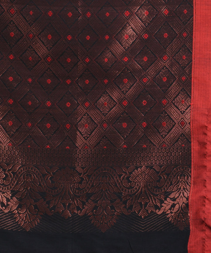 Black red bengal cotton handloom saree