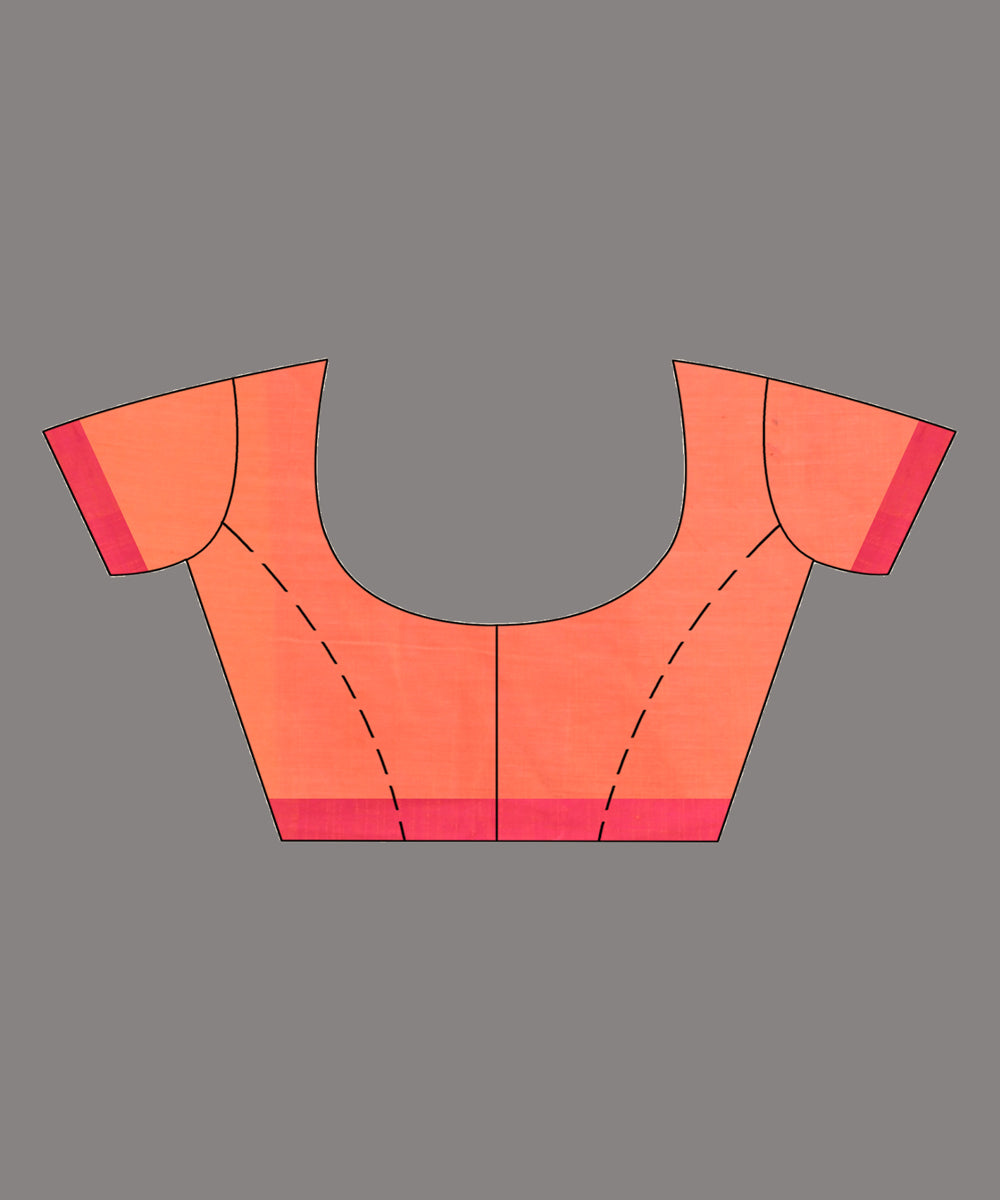 Peach red handloom cotton bengal saree