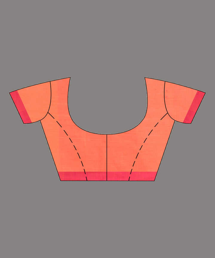 Peach red handloom cotton bengal saree