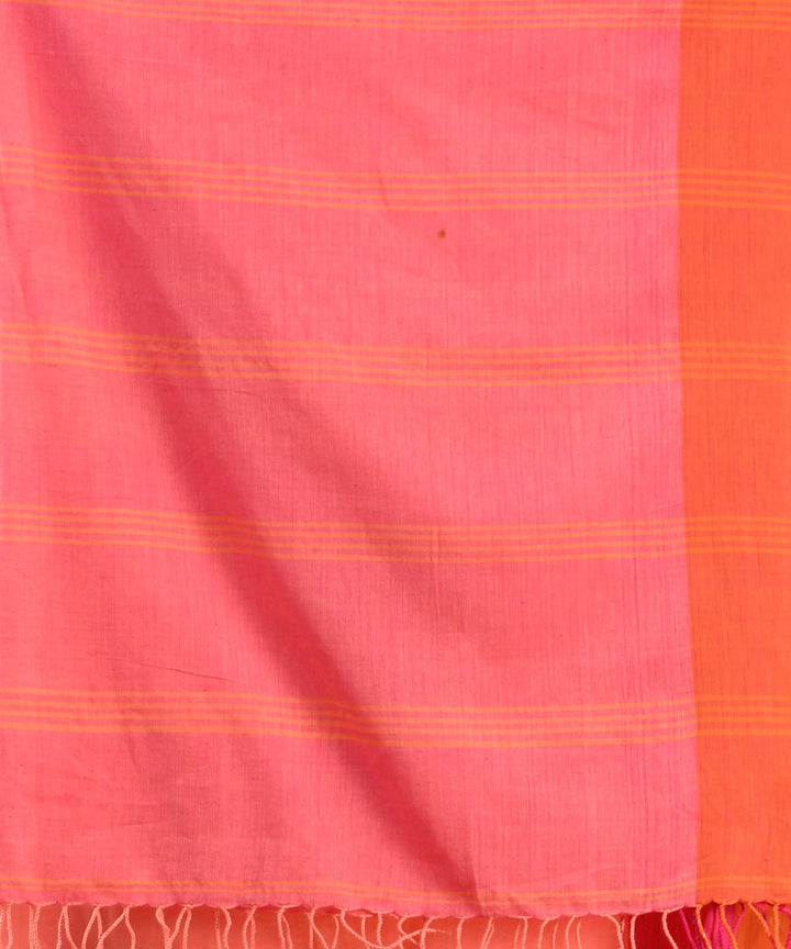 Peach red handloom cotton bengal saree