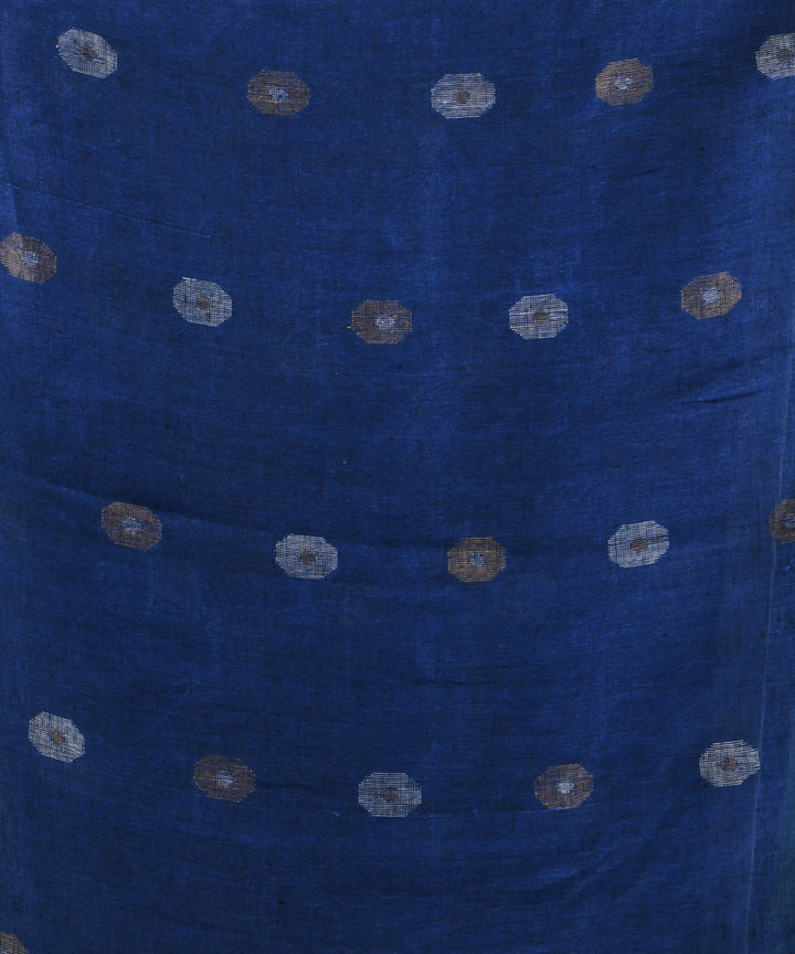 Navy blue handloom linen bengal saree