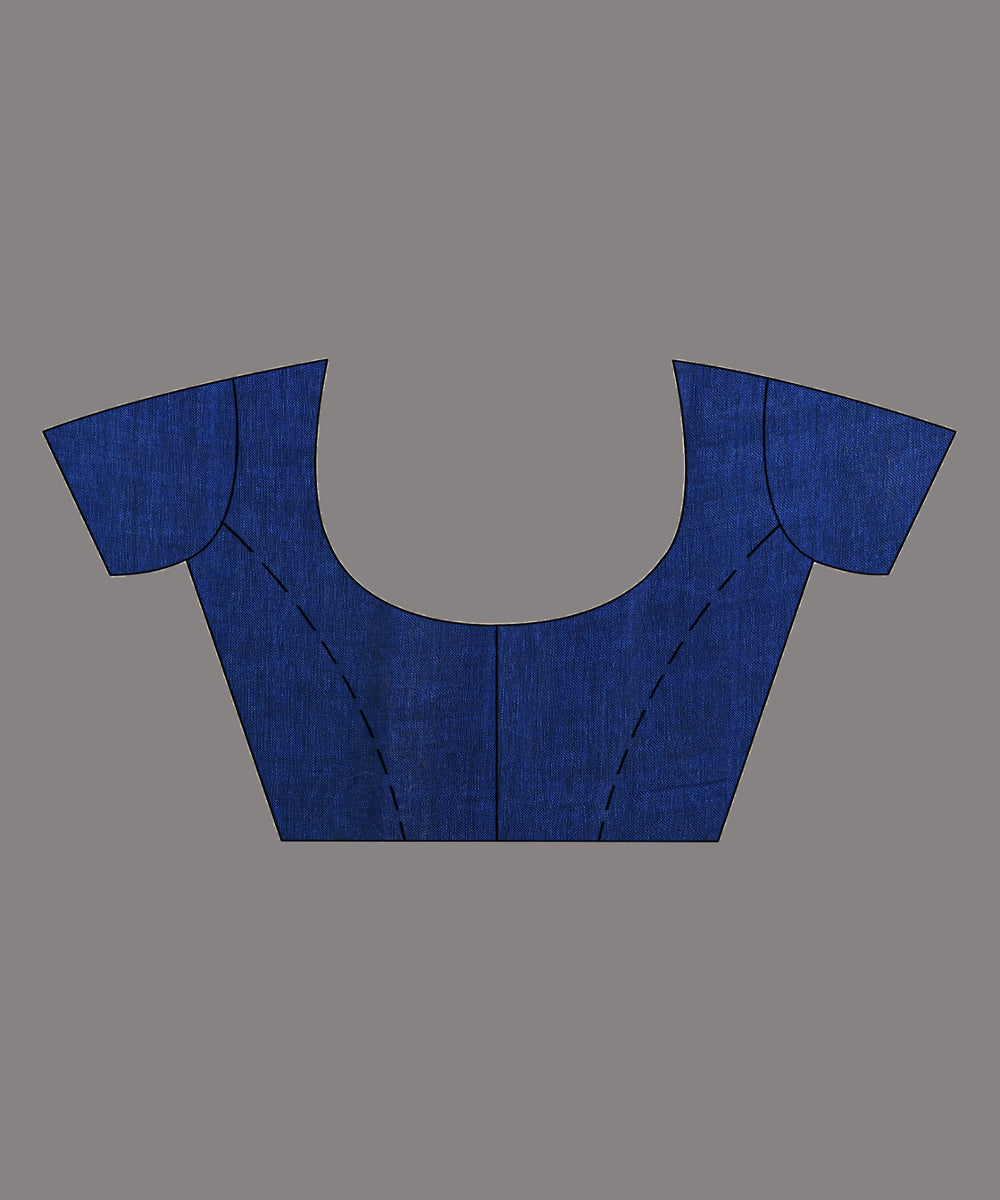 Blue offwhite handloom linen bengal saree