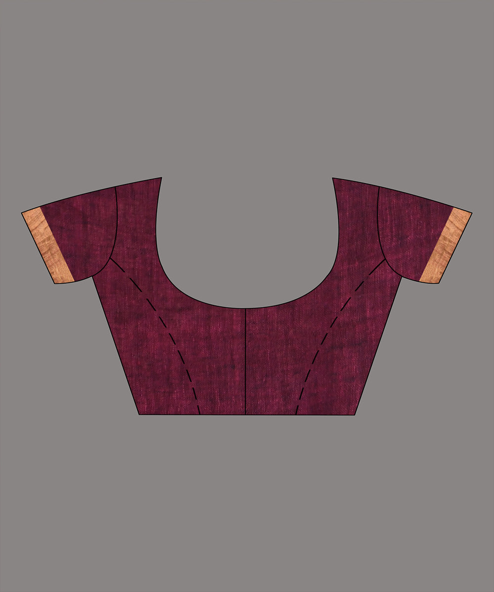 Magenta offwhite handloom linen bengal saree