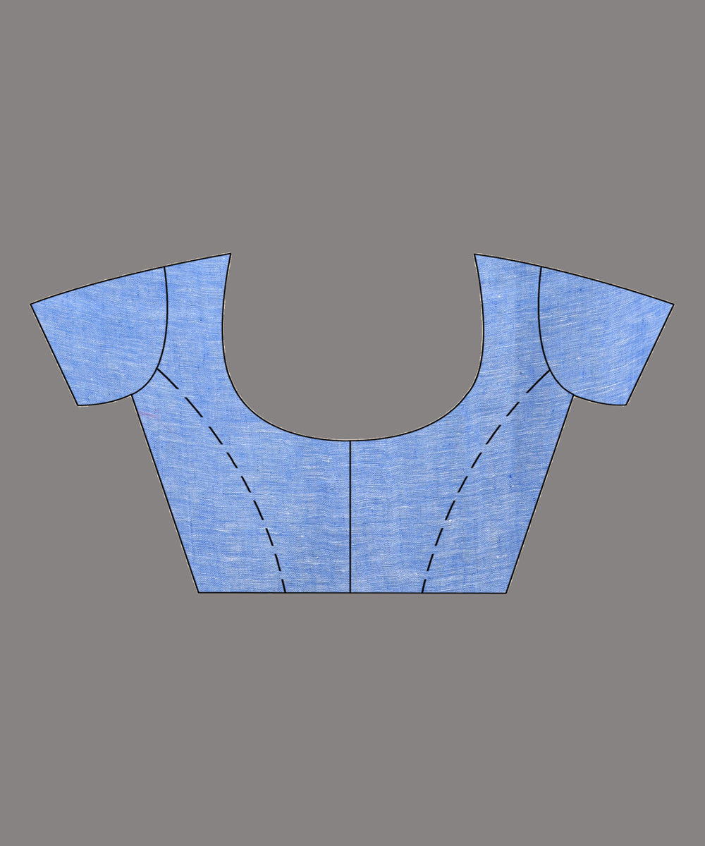 Sky blue green handloom bengal linen saree